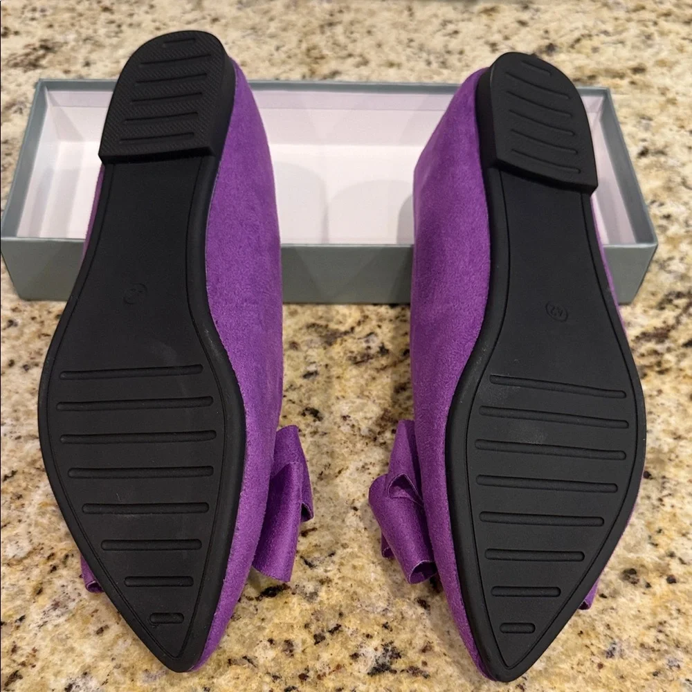 Purple Pointed Toe Flats Bow Detail Women Size 42 EU 10 - Picture 3 of 3